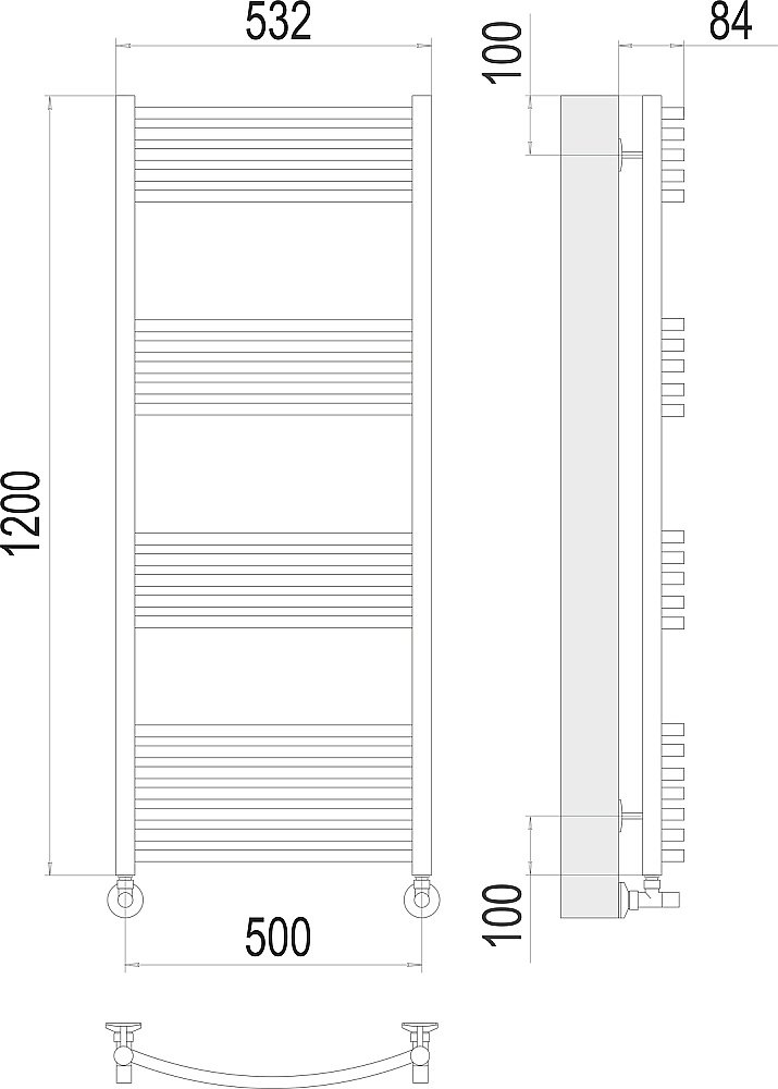 Полотенцесушитель водяной Terminus Классик П22 500х1200 купить в интернет-магазине сантехники Sanbest