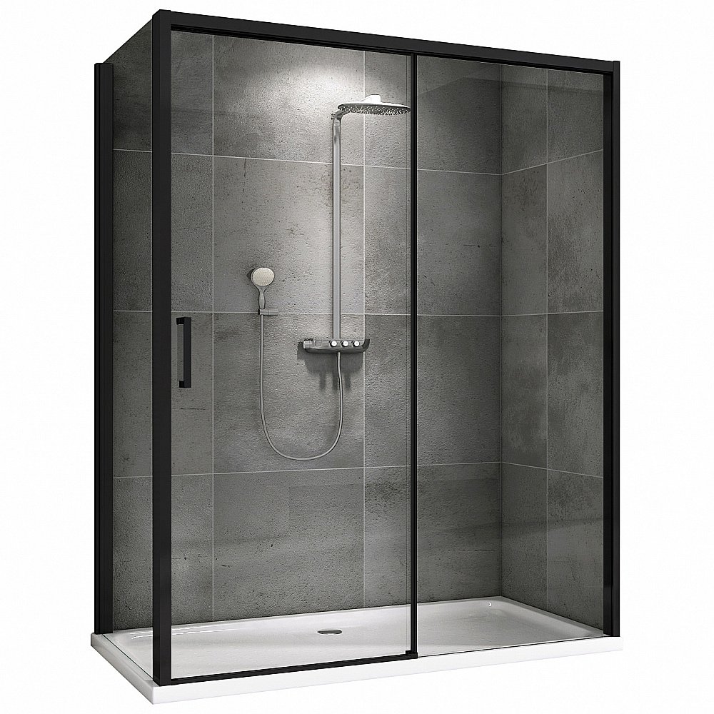 Душевой уголок ABBER Komfort AG93160B-S102B 160х100 стекло прозрачное/профиль черный купить в интернет-магазине Sanbest