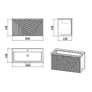 Тумба с раковиной подвесная Grossman БЛИСС 100 с 1 ящ, белая матовая для ванной в интернет-магазине Sanbest