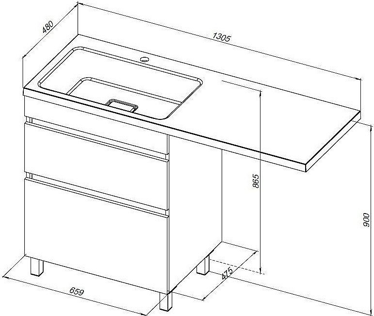 Тумба с раковиной Aquanet Вега 130 329125 белая для ванной в интернет-магазине Sanbest