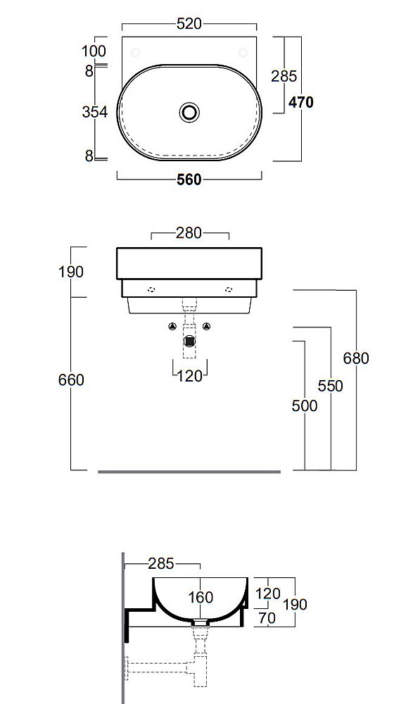 Раковина SIMAS Po-mo PO06bi 56 купить в интернет-магазине Sanbest