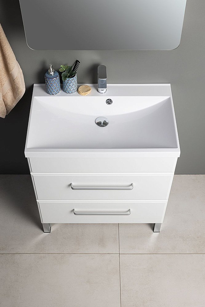 Тумба с раковиной Aquanet Лукка 302397 75 белый для ванной в интернет-магазине Sanbest