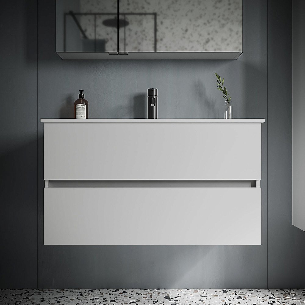 Тумба с раковиной Sancos Urban UR90W белый глянец для ванной в интернет-магазине Sanbest