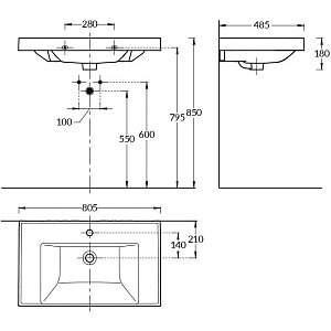 Тумба с раковиной LA FENICE Cubo Bianco TWIN 80 белая/ручки белые для ванной в интернет-магазине Sanbest