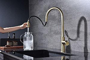 Смеситель для кухни Paulmark Galant Ga213077-LG светлое золото купить в интернет-магазине сантехники Sanbest