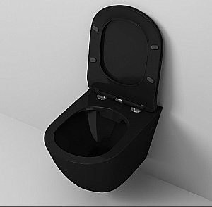 Унитаз подвесной Grossman Color GR-4411BS безободковый, с крышкой микролифт, черный глянцевый купить в интернет-магазине Sanbest