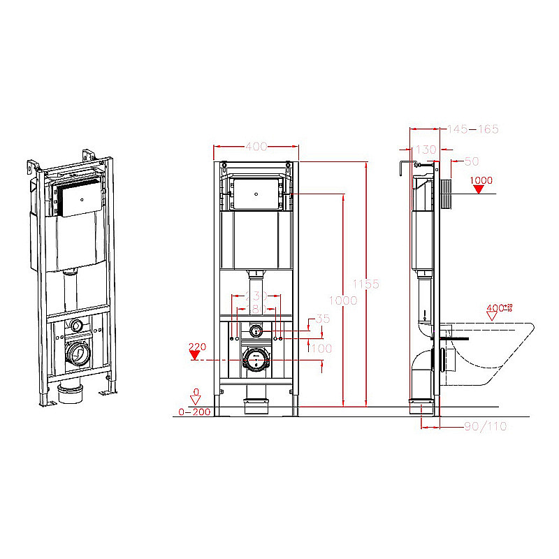 Инсталляция для унитаза Azario NEW AZ-H401A купить в интернет-магазине сантехники Sanbest