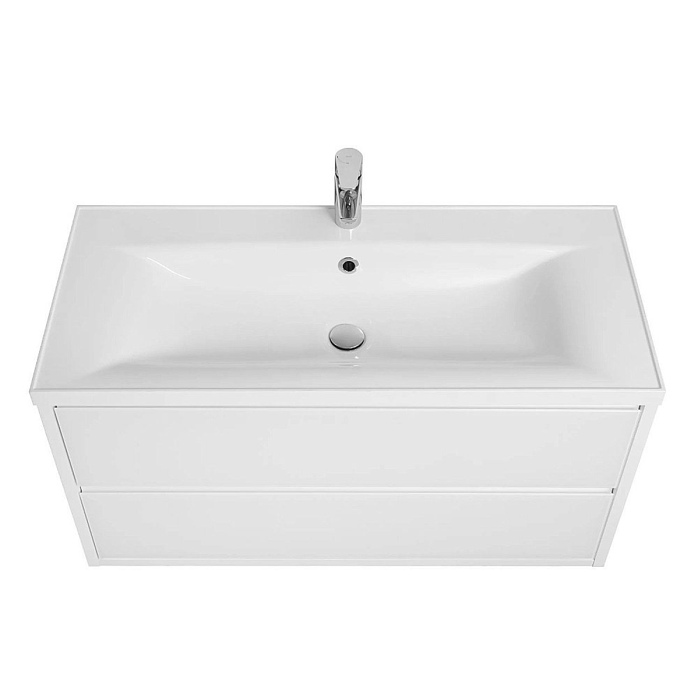 Тумба с раковиной Акватон Римини 100 белая глянцевая для ванной в интернет-магазине Sanbest