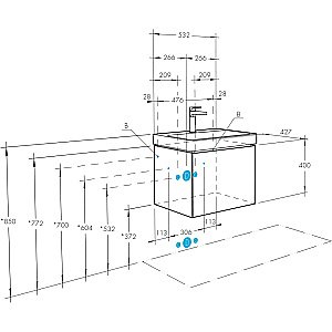 Тумба с раковиной Акватон Асти 55 белая глянцевая/белая матовая для ванной в интернет-магазине Sanbest