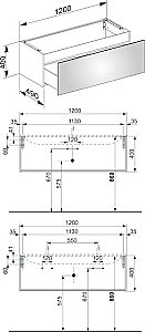 Тумба с раковиной KEUCO PLAN 32981110000 120 с 3 отверстиями под смеситель, антрацит для ванной в интернет-магазине Sanbest