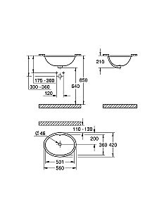 Раковина встраиваемая Grohe Bau Ceramic 56 39423000 белая купить в интернет-магазине Sanbest