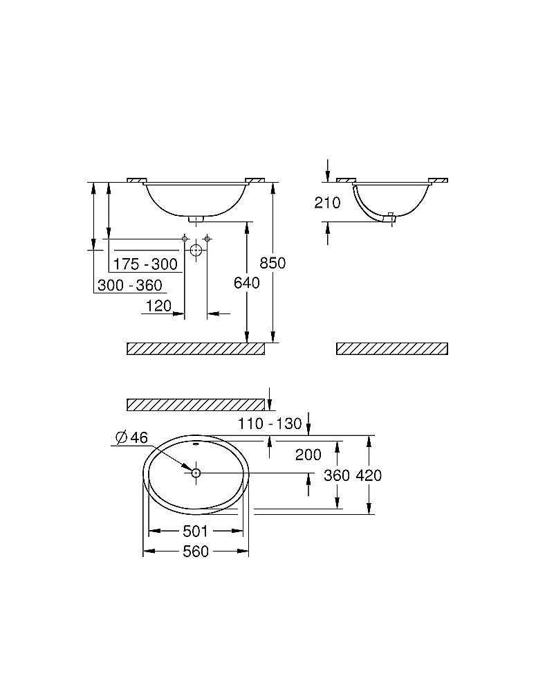 Раковина встраиваемая Grohe Bau Ceramic 56 39423000 белая купить в интернет-магазине Sanbest