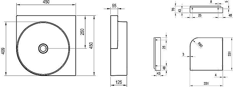 Раковина Ravak Yard 450 C XJX0E045000 белый матовый купить в интернет-магазине Sanbest