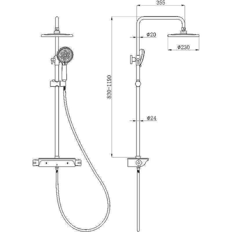 Душевая система beWash BV1TMSS6676 черная матовая купить в интернет-магазине сантехники Sanbest