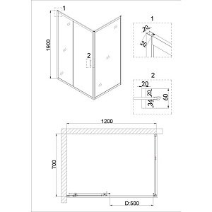 Душевой уголок Niagara Nova NG-82-12AB-A70B 120x70 купить в интернет-магазине Sanbest