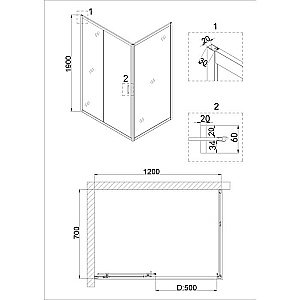 Душевой уголок Niagara Nova NG-82-12AB-A70B 120x70 купить в интернет-магазине Sanbest