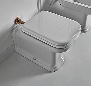 Унитаз приставной Kerasan Waldorf Prolungato 4116 Белый/бронза купить в интернет-магазине Sanbest