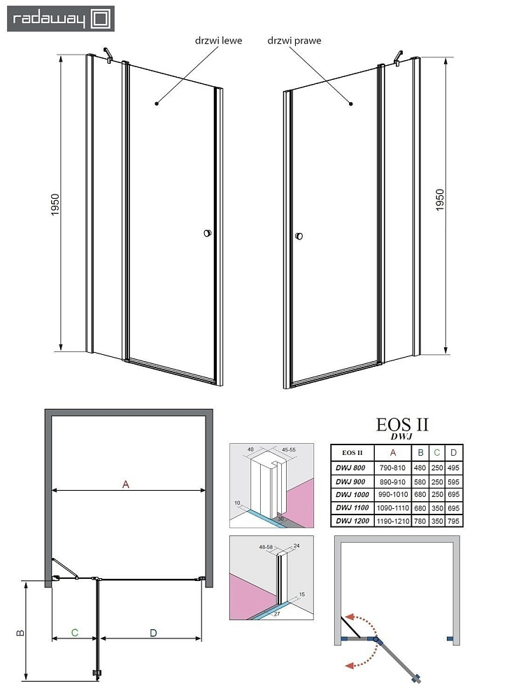 Душевая дверь Radaway EOS II DWJ 80 купить в интернет-магазине Sanbest