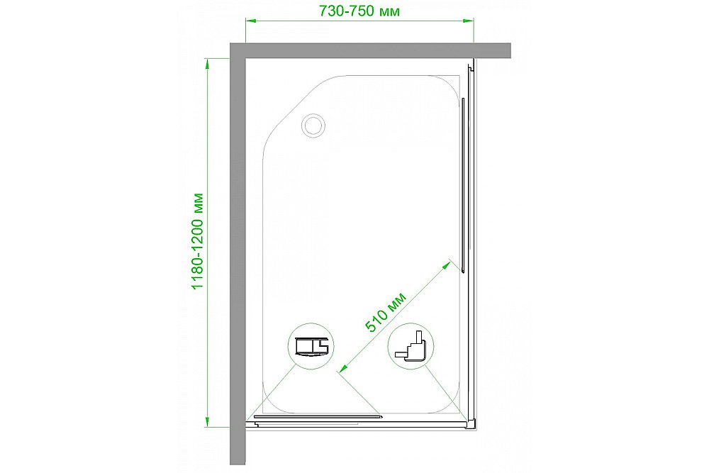 Душевой уголок Royal Bath RB1275HPD-T-BL 75х120 прозрачный купить в интернет-магазине Sanbest
