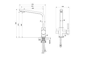 Смеситель для кухни с подключением фильтра WONZON & WOGHAND, Черный матовый (WW-88458003-MB) купить в интернет-магазине сантехники Sanbest