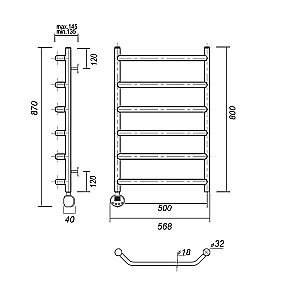 Полотенцесушитель электрический Domoterm Лаура П6 500x800 E золото купить в интернет-магазине сантехники Sanbest