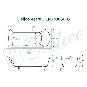 Ванна Delice Astra DLR330056-G 170х80 белая купить в интернет-магазине Sanbest