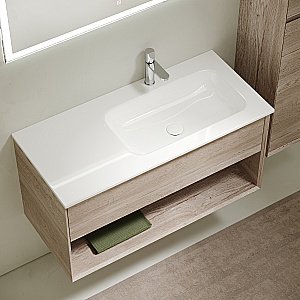 Тумба с раковиной Sancos Marmi 1.0 MR1.0100REG дуб галифакс натуральный для ванной в интернет-магазине Sanbest