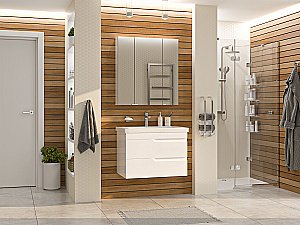 Зеркальный шкаф Misty Аура 75 Э-Аур02075-01 белый купить в интернет-магазине сантехники Sanbest