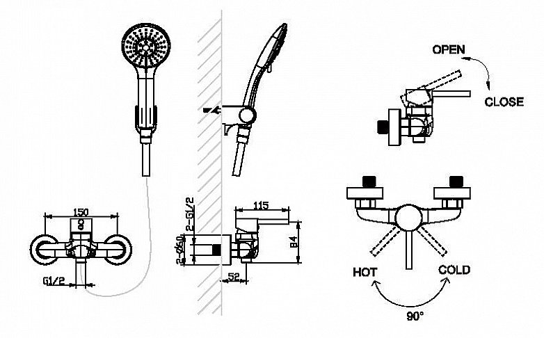 Смеситель для душа Bravat SLIM F9332366CP-01-RUS купить в интернет-магазине сантехники Sanbest