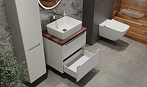 Тумба с раковиной Jorno Wood 60 белая для ванной в интернет-магазине Sanbest