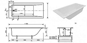 Ванна Эстет Delta slim 170х80 ФР-00015337 купить в интернет-магазине Sanbest