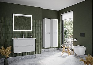 Тумба с раковиной Sancos Norma 2.0 NR2.080W белый глянец для ванной в интернет-магазине Sanbest