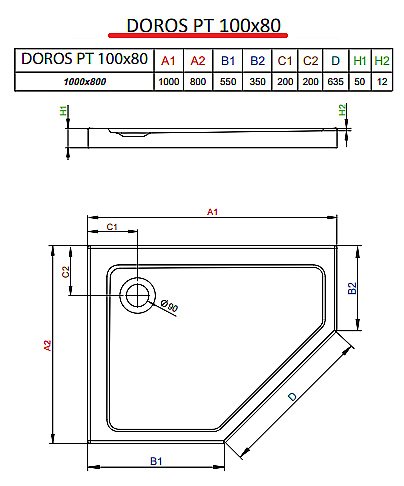 Душевой поддон Radaway Doros PT SDRPT1080-01L/R 100x80 белый купить в интернет-магазине Sanbest