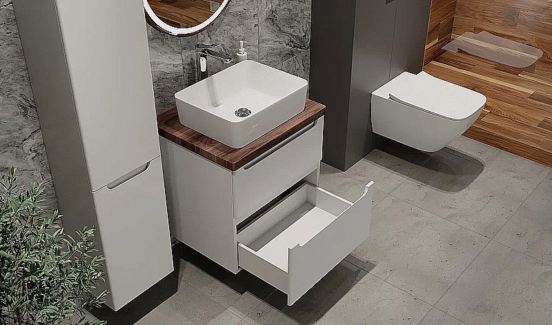 Тумба с раковиной Jorno Wood 60 белая для ванной в интернет-магазине Sanbest