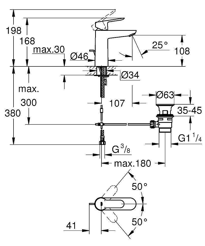 Смеситель для раковины Grohe BauEdge 23758000 купить в интернет-магазине сантехники Sanbest