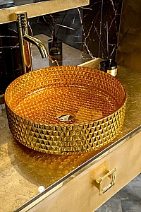 Консоль с раковиной и столешницей Armadi Art LUCIDO 100 поталь для ванной в интернет-магазине сантехники Sanbest