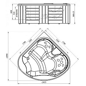 Минибассейн Радомир Корнелия Gold 1-30-0-0-4-164С 170х170 Серый мрамор купить в интернет-магазине Sanbest