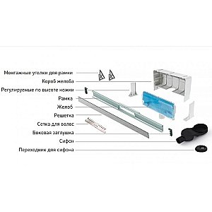 Душевой лоток боковой Berges Wall 100 090157 матовый хром купить в интернет-магазине Sanbest