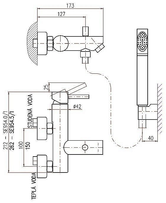 Смеситель для ванны с автоматическим переключением и душем RAV-Slezak SEINA SE954.5/1 купить в интернет-магазине сантехники Sanbest