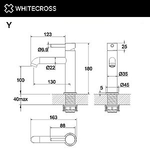Смеситель для раковины WhiteCross Y Y1211GLB матовое золото купить в интернет-магазине сантехники Sanbest