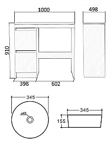 Тумба с раковиной Orange Sistema 100 STM-100TUW+B07-345W белая для ванной в интернет-магазине Sanbest