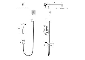 Душевая система встраиваемая WONZON & WOGHAND EDGE, Черный матовый (WW-88939003-MB) купить в интернет-магазине сантехники Sanbest