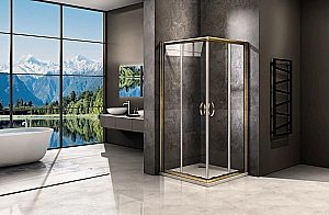 Душевой уголок Good Door JAZZ CR-80-C-G стекло прозрачное/профиль золото купить в интернет-магазине Sanbest
