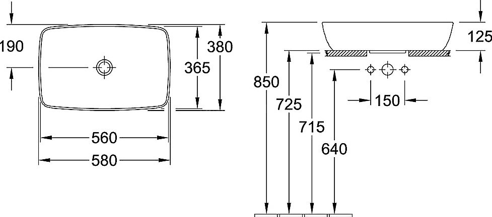 Раковина накладная Villeroy&Boch Artis 58 417258R1 альпийский белый купить в интернет-магазине Sanbest