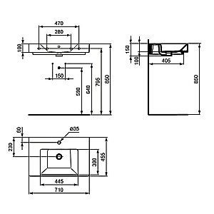 Раковина подвесная Ideal Standard Strada 71 K078701 белая купить в интернет-магазине Sanbest