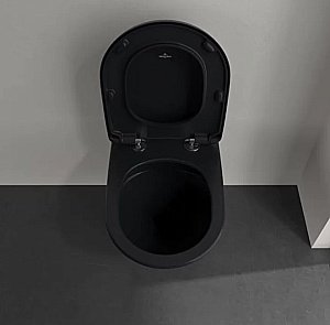 Унитаз подвесной Villeroy&Boch Antao 4674T0R7 черный, безободковый, слив торнадо купить в интернет-магазине Sanbest