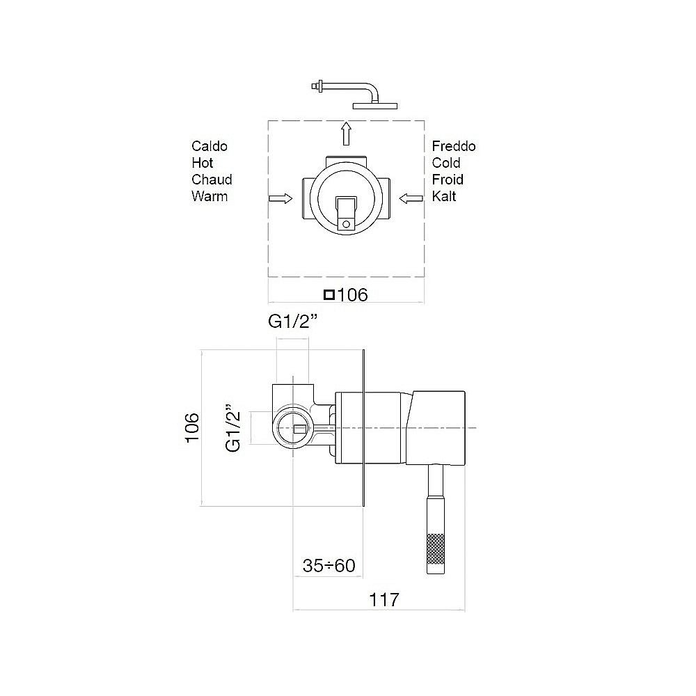 Смеситель для душа Webert Rimini RI880101010 золото купить в интернет-магазине сантехники Sanbest