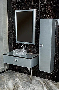 Консоль с раковиной и столешницей Armadi Art LUCIDO 100 серебро для ванной в интернет-магазине сантехники Sanbest