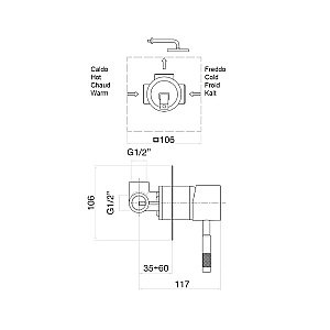 Смеситель для душа Webert Rimini RI880101010 золото купить в интернет-магазине сантехники Sanbest
