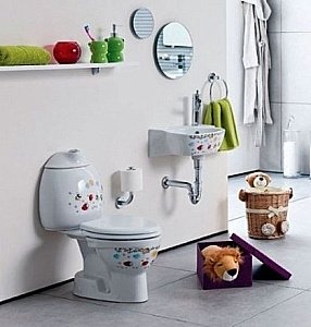 Унитаз детский с функцией биде CREAVIT COCUK CK310-00 белый с декором, с крышкой, с бачком купить в интернет-магазине Sanbest